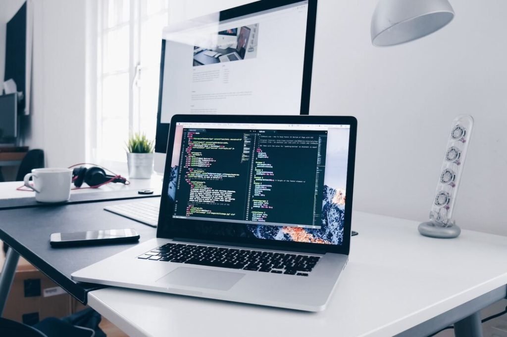 laptop on a table